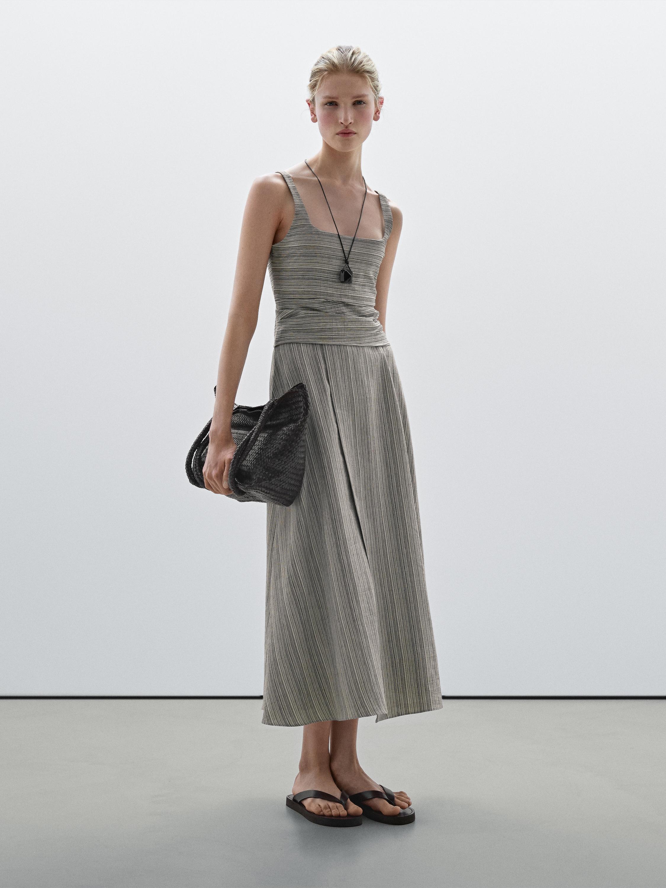 Massimo Dutti, Striped Flounce Midi Dress