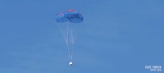 Blue Origin's New Shepard Capsule Under Parachutes