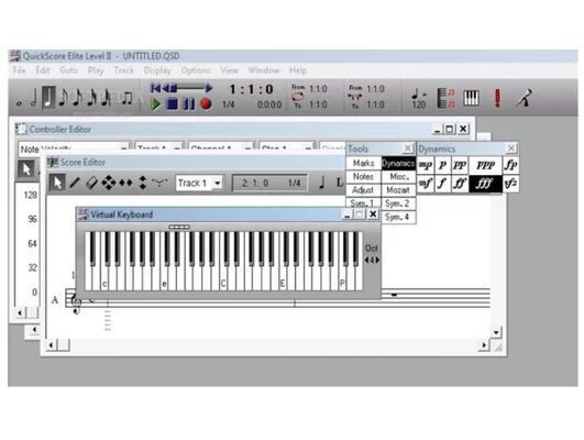 You can use QuickScore&rsquo;s virtual piano to enter notes.