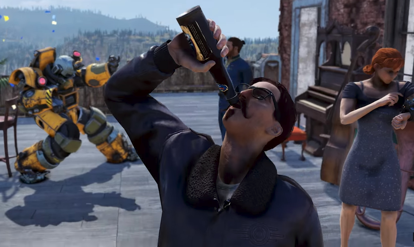 Fallout 76 guy drinking beer