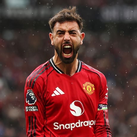 Bruno Fernandes of Manchester United celebrates after Josh Cullen of Burnley (not pictured) scores his team's own goal. (Photo by Jan Kruger/Getty Images)
