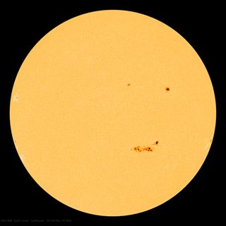 Sunspots on the sun in early July 2012.