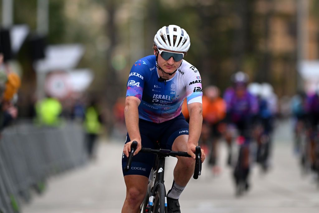 PALMA DE MALLORCA SPAIN JANUARY 29 Riley Pickrell of Canada and Team IsraelPremier Tech crosses the finish line during the 32nd Challenge Ciclista Mallorca 2023 Trofeo Playa de Palma a 1416km one day race from Palma to Palma ChallengeMallorca on January 29 2023 in Palma de Mallorca Spain Photo by Dario BelingheriGetty Images