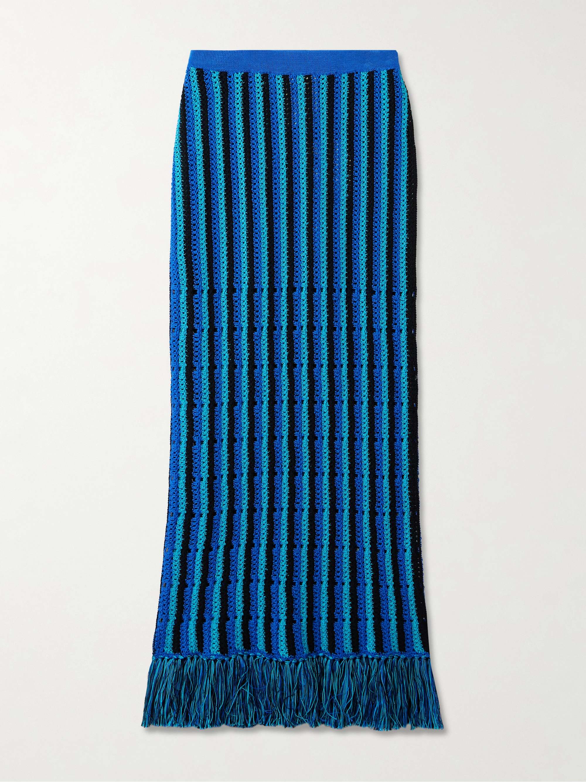 Misti Tasseled Open-Knit Cotton Maxi Skirt