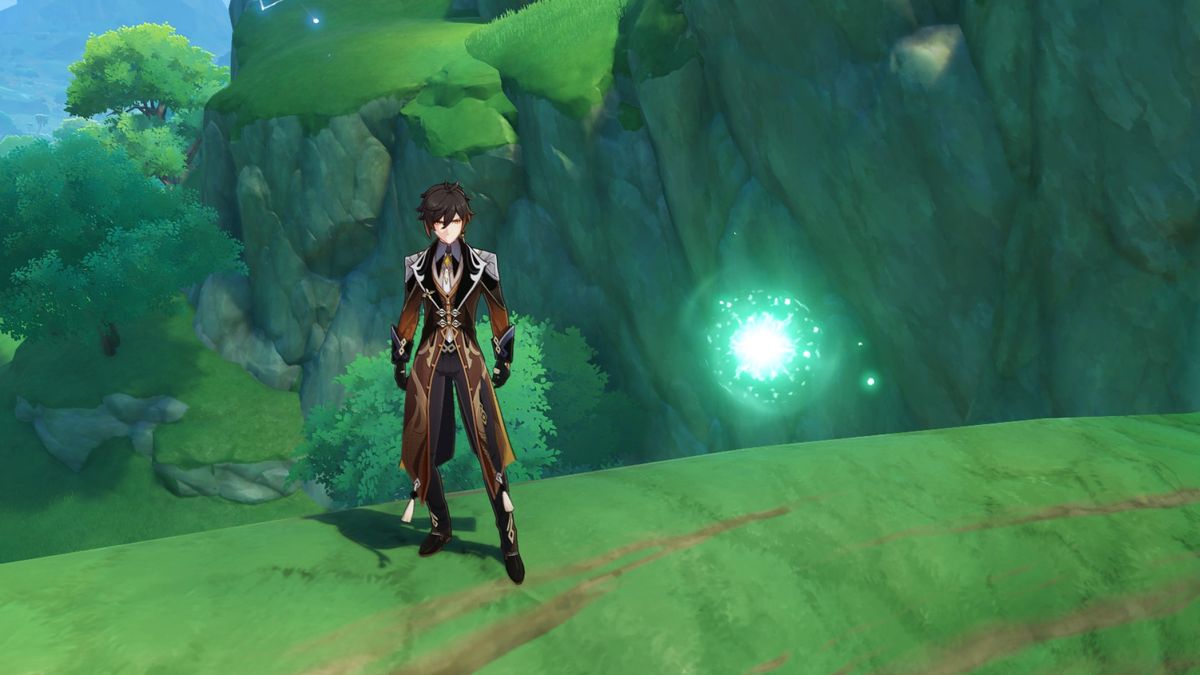 Zhongli standing by some Seelie energy