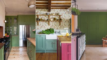 Pink and green kitchen