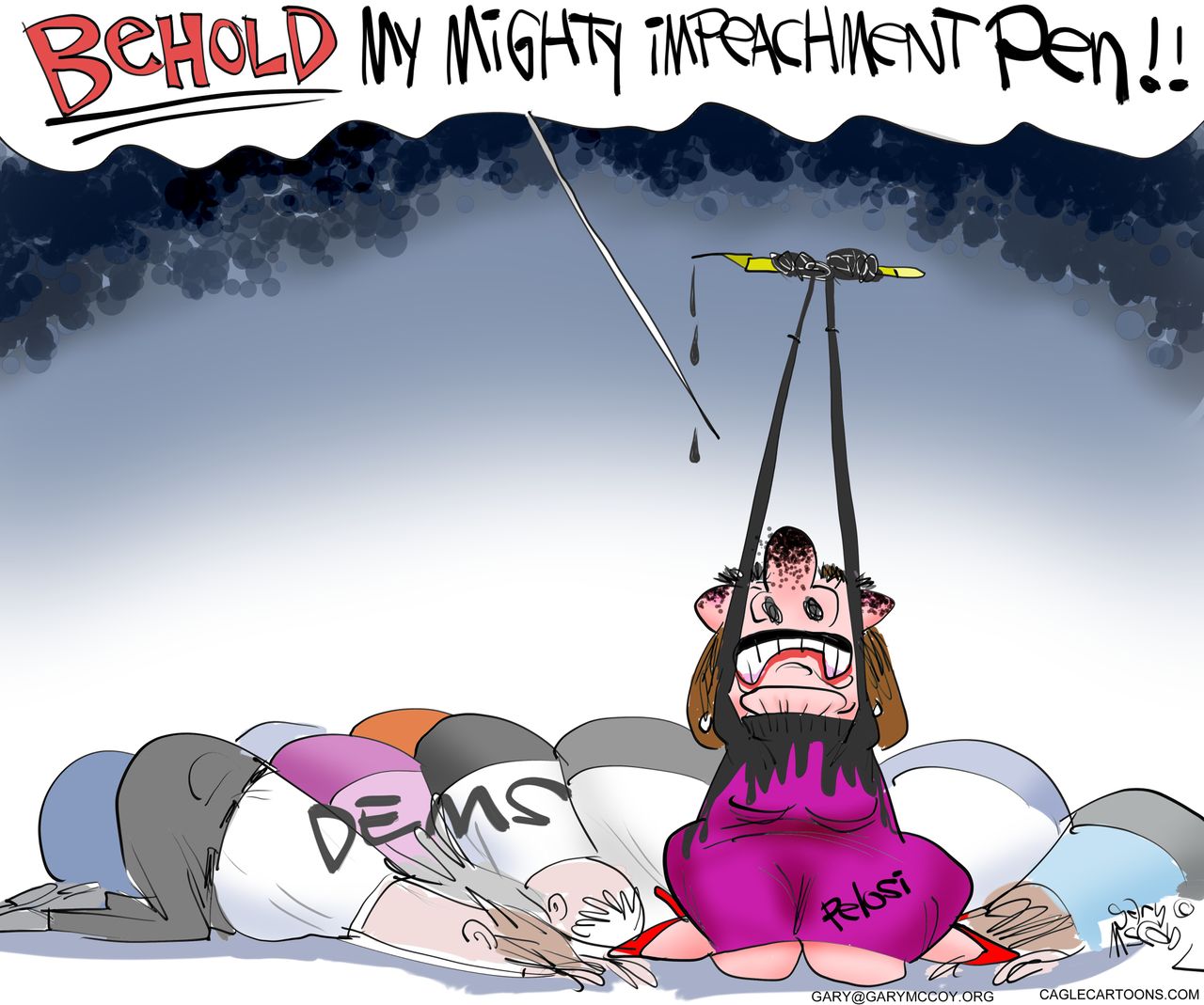 Political Cartoon U.S. Trump impeachment Pelosi pen democrats