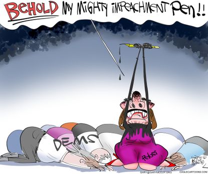 Political Cartoon U.S. Trump impeachment Pelosi pen democrats