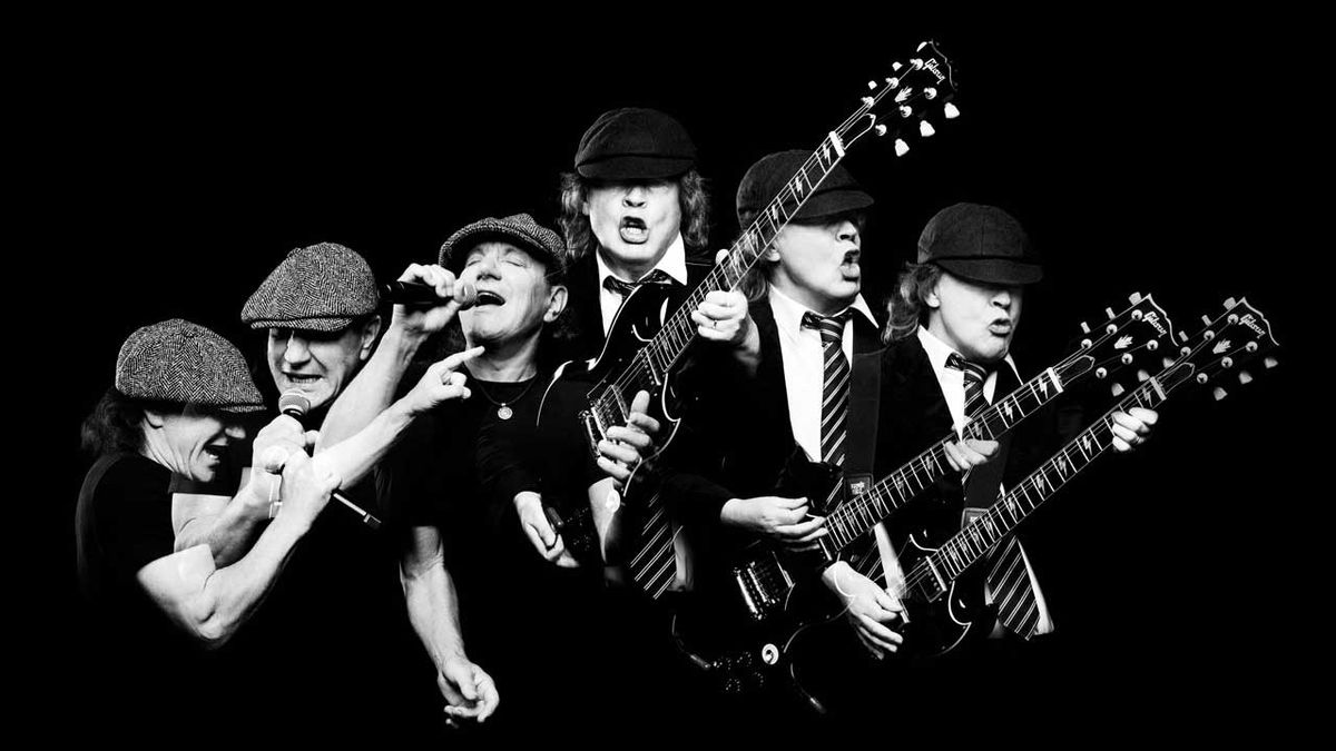 Brian Johnson and Angus Young onstage