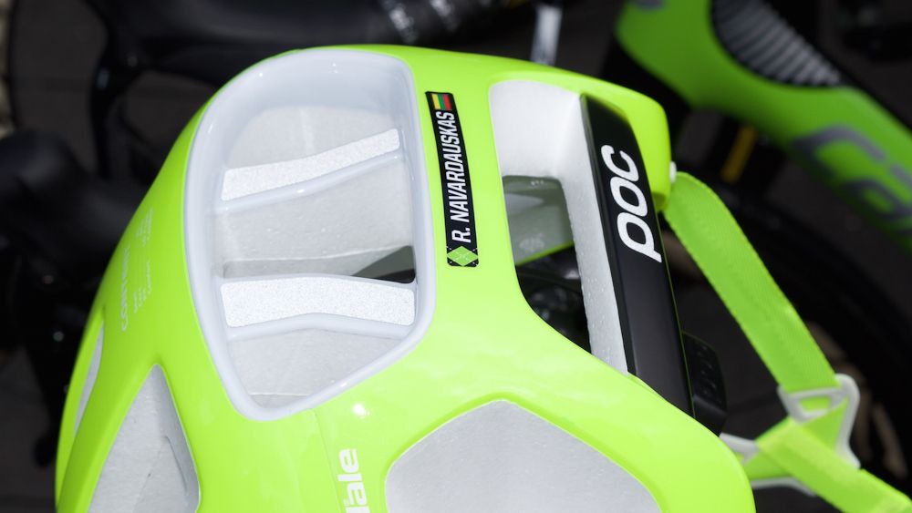 Reflective strips at the rear of the helmet improve night time visibility
