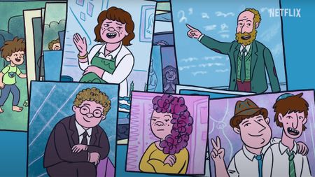 A collage of family photos of the cast of Long Story Short