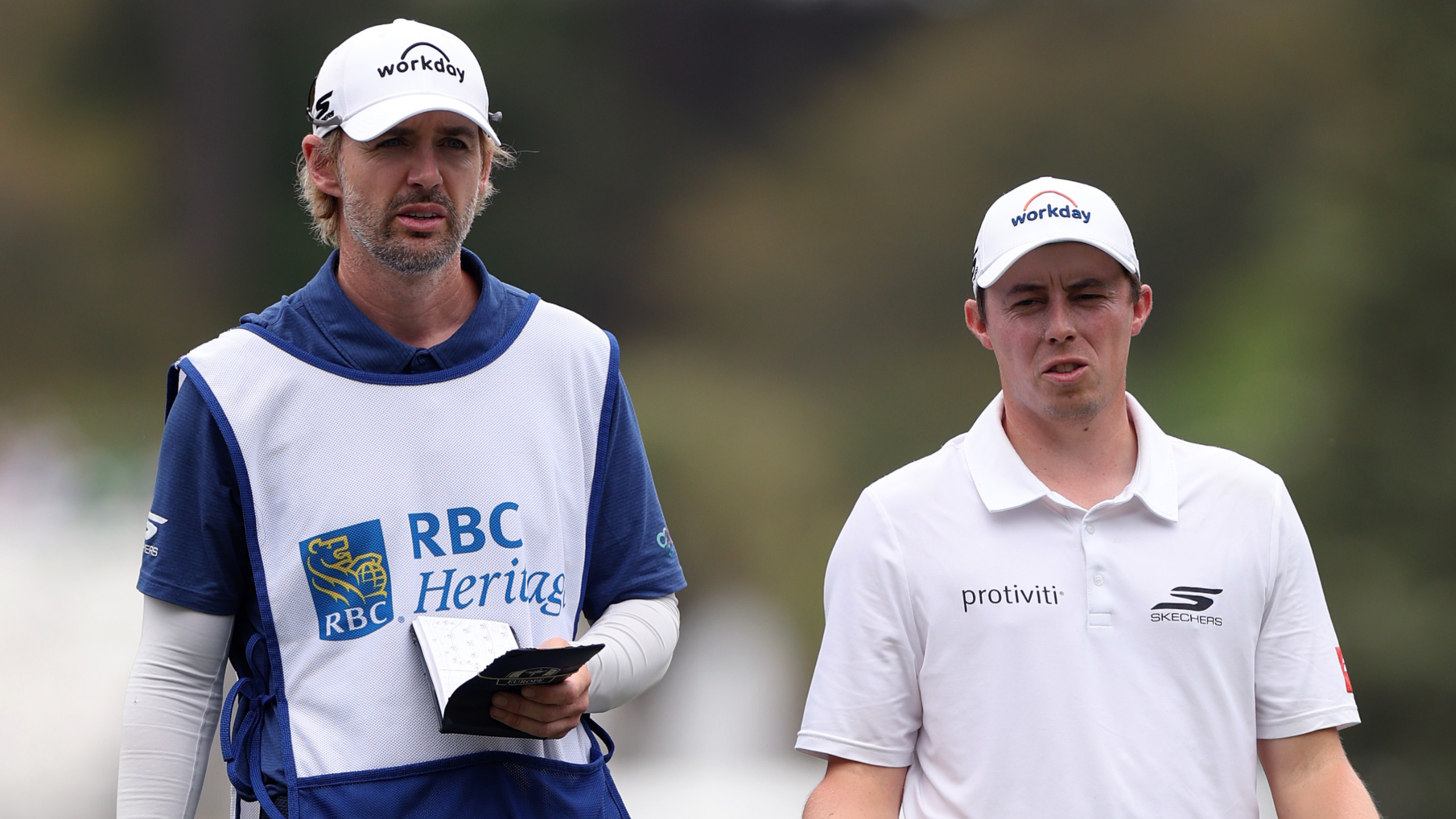 Matt Fitzpatrick with his caddie at the RBC Heritage