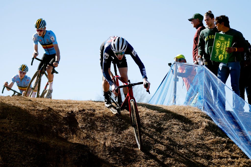 FAYETTEVILLE ARKANSAS JANUARY 30 02competes during the 73rd UCI CycloCross World Championships Fayetteville 2022 Mens Junior Fayetteville2022 on January 30 2022 in Fayetteville Georgia Photo by Chris GraythenGetty Images