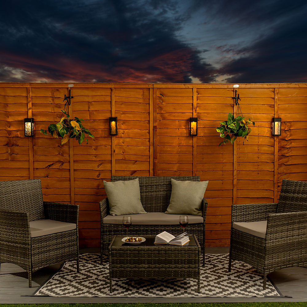 ValueLights Pack of 4 - Black Multi-Functional Outdoor Solar Lights