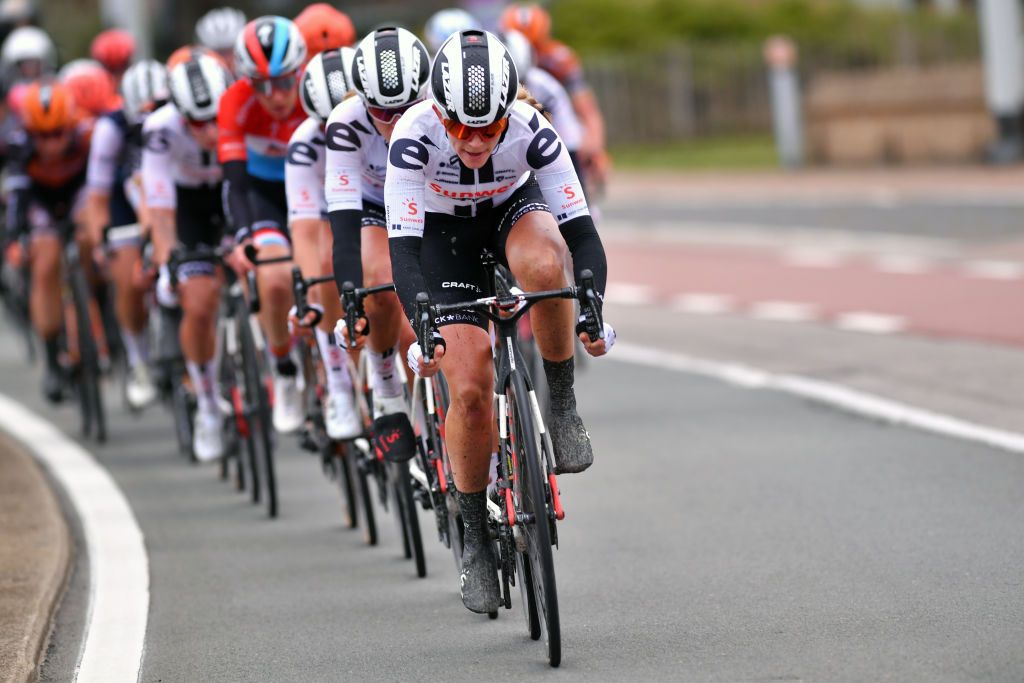 DE PANNE BELGIUM OCTOBER 20 Julia Soek of The Netherlands and Team Sunweb during the 3rd Driedaagse Brugge De Panne 2020 Women Classic a 1563km race from Brugge to De Panne AG3daagse on October 20 2020 in De Panne Belgium Photo by Luc ClaessenGetty Images