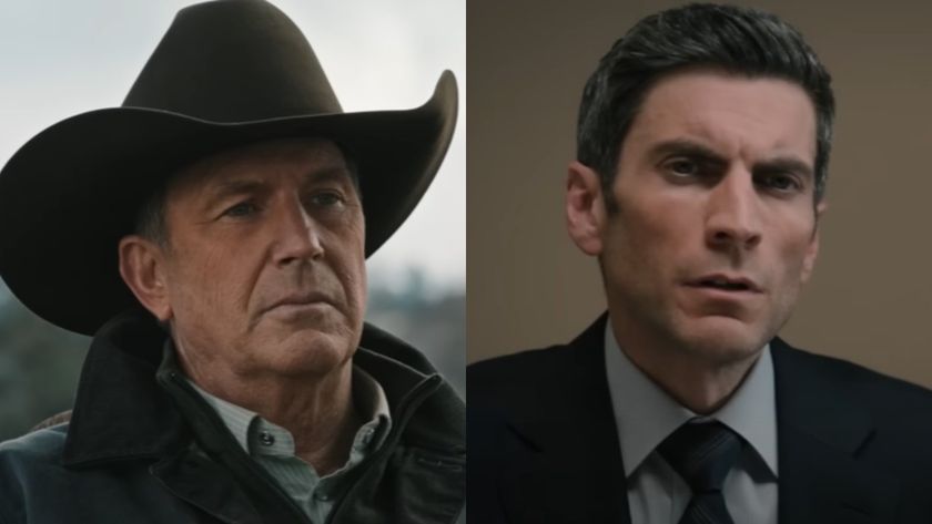 From left to right: Kevin Costner as John Dutton and Wes Bentley as Jamie Dutton in Yellowstone. 