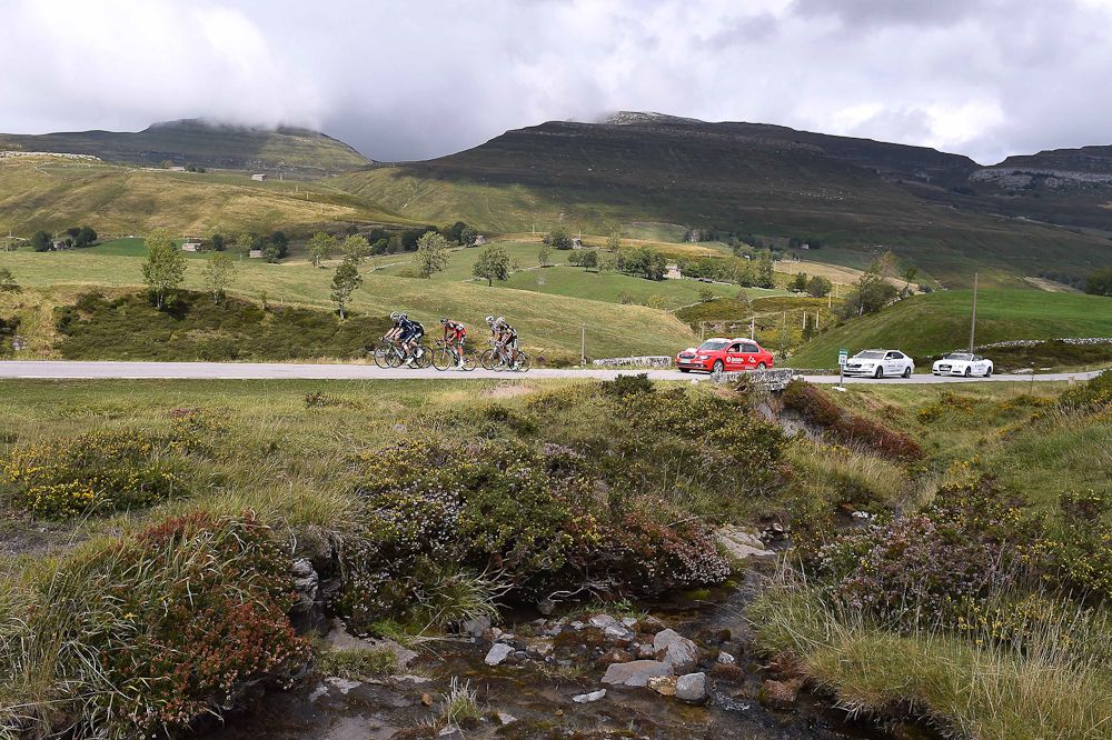 The breakaway in action during stage 14 of the 2015 Vuelta a Espana.