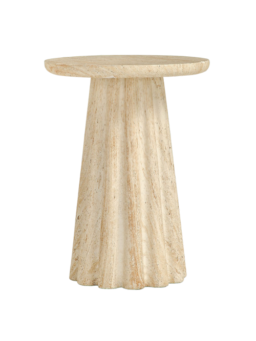 Siena Faux Travertine Round Outdoor Accent Table 