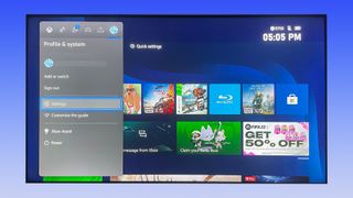 Screenshot on Xbox Series X showing the guide menu