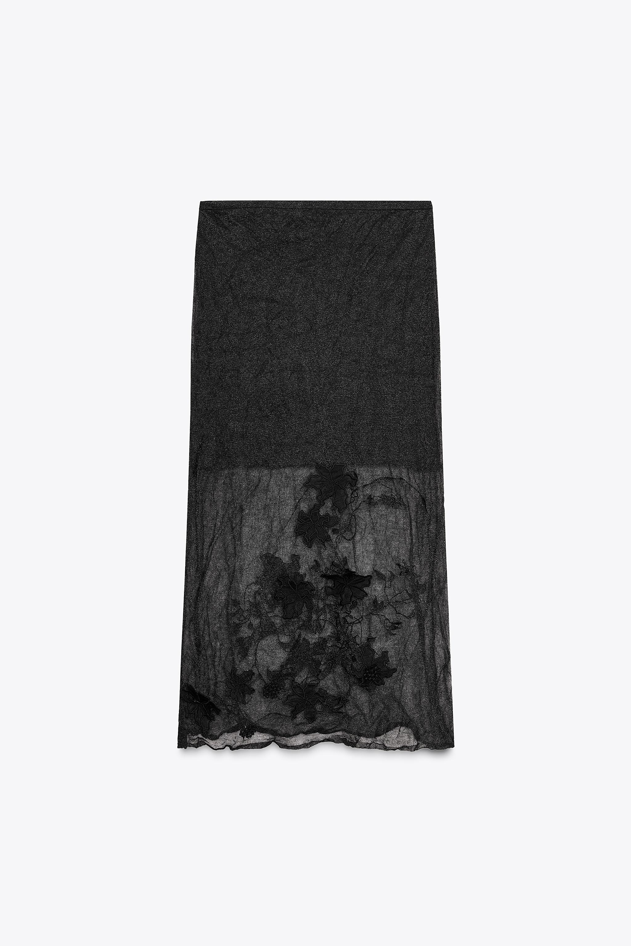 Semi-Sheer Structured Knit Skirt