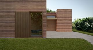 Low geometric modern house exterior detail