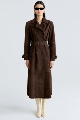 Nour Hammour Tate Fluid Trench Coat in Mocha