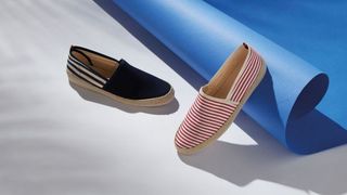 Dune Flamini Red And Forlan Navy Espadrille
