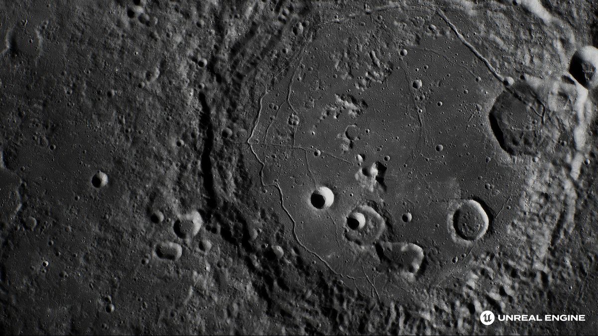 Unreal Engine 5 render of the moon's surface