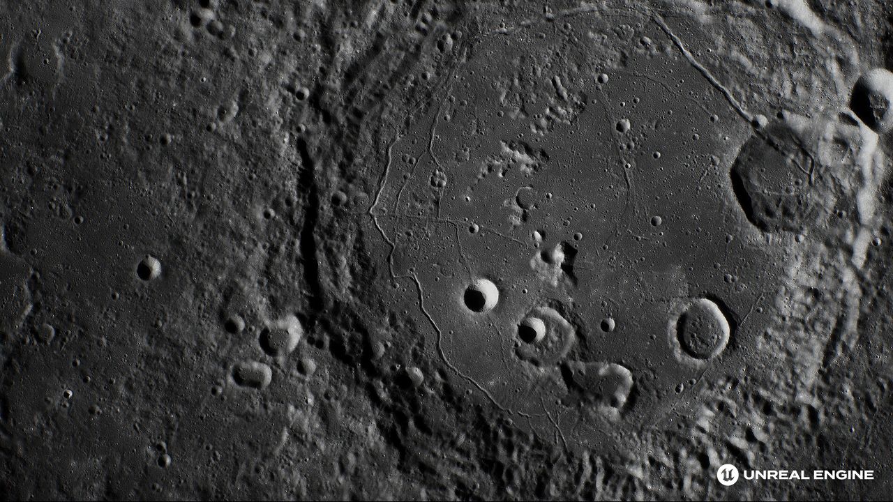 Unreal Engine 5 render of the moon's surface