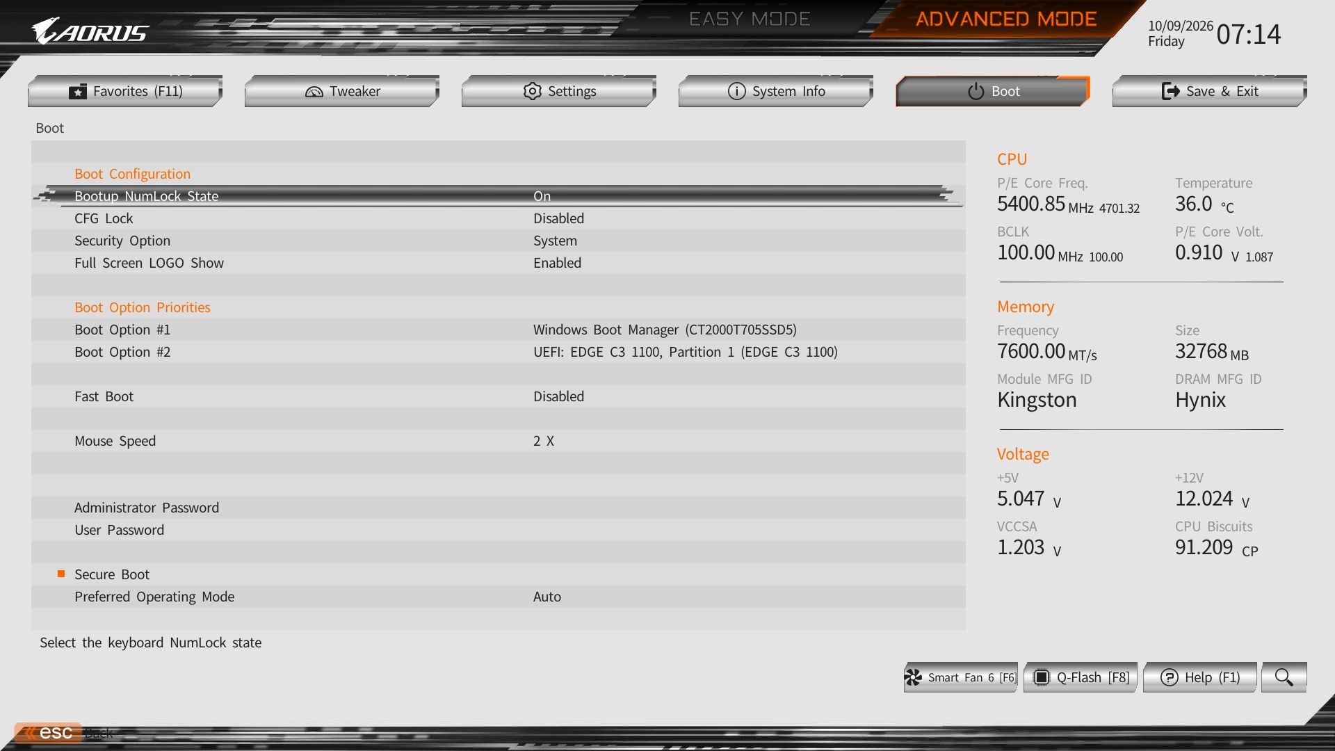 Gigabyte Z890M Aorus Elite Wifi7 Ice - BIOS