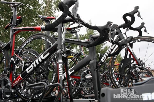 BMC had a single TimeMachine TMR01 aero road bike as a second spare atop the team car.