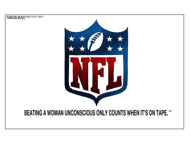 Editorial cartoon sports NFL Ray Rice