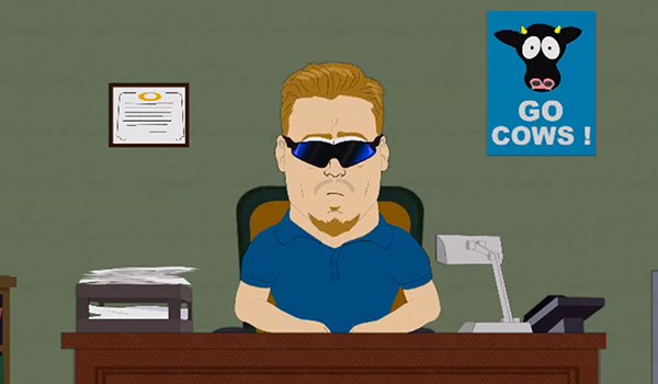 PC Principal at his desk on South Park