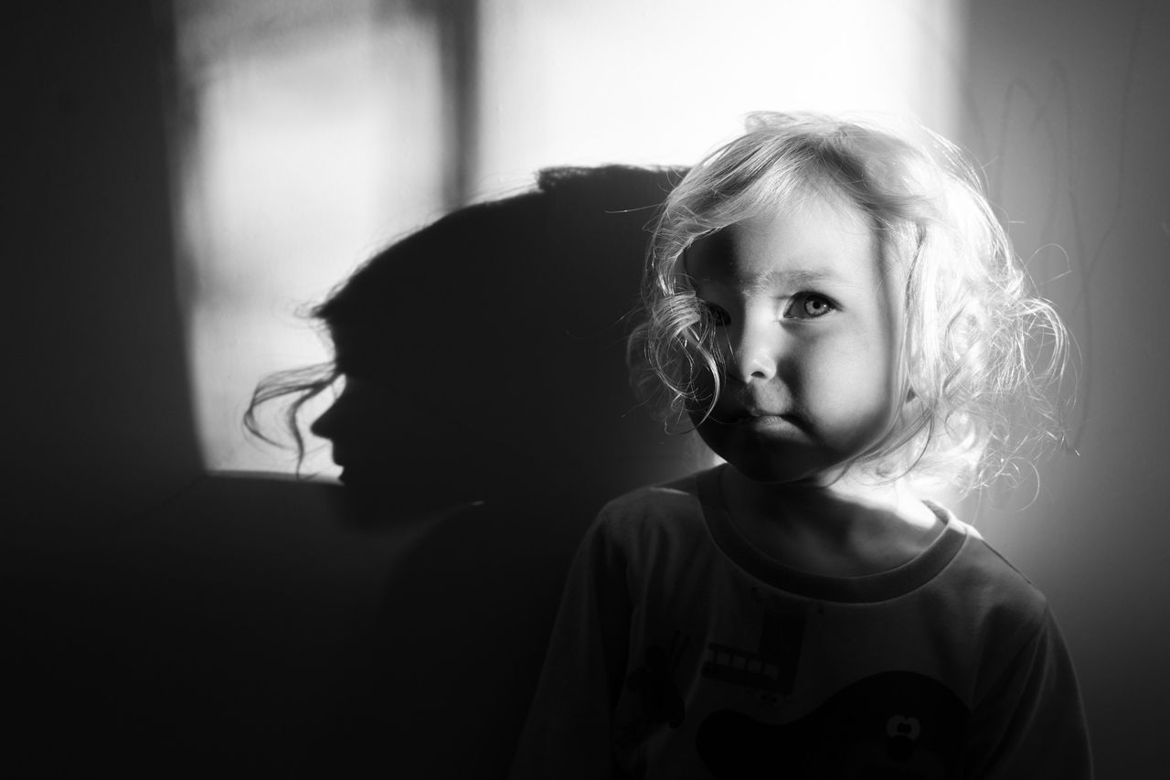 Window light portrait high contrast black and white