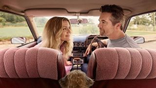 Ashley (Harriet Dyer) and Gordon in a car with their adopted dog Colin in &quot;Colin from Accounts&quot; season 2