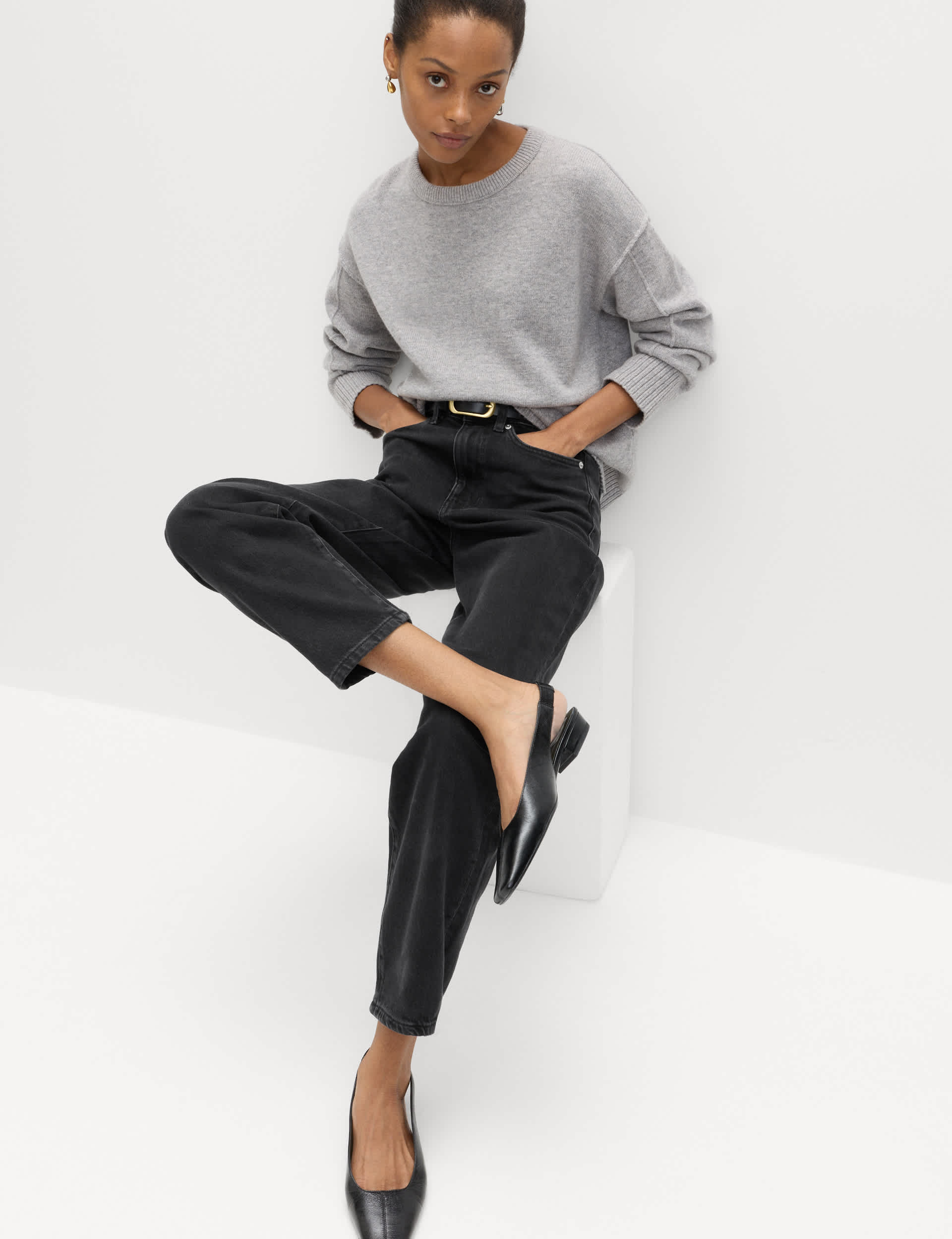 Mom High Waisted Ankle Grazer Jeans