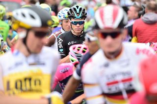 Chris Froome (Team Sky) is focused on the stage 3 start line