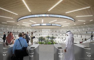 A representation of what Hyperloop One envisions for a Hyperloop station in Dubai.