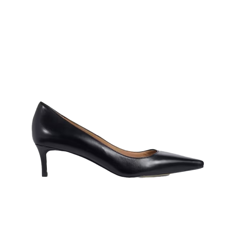 black leather court shoes