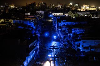 A photo taken on September 20, 2017 shows San Juan in the aftermath of Hurricane Maria. Six months later, the U.S. territory is once again without power.