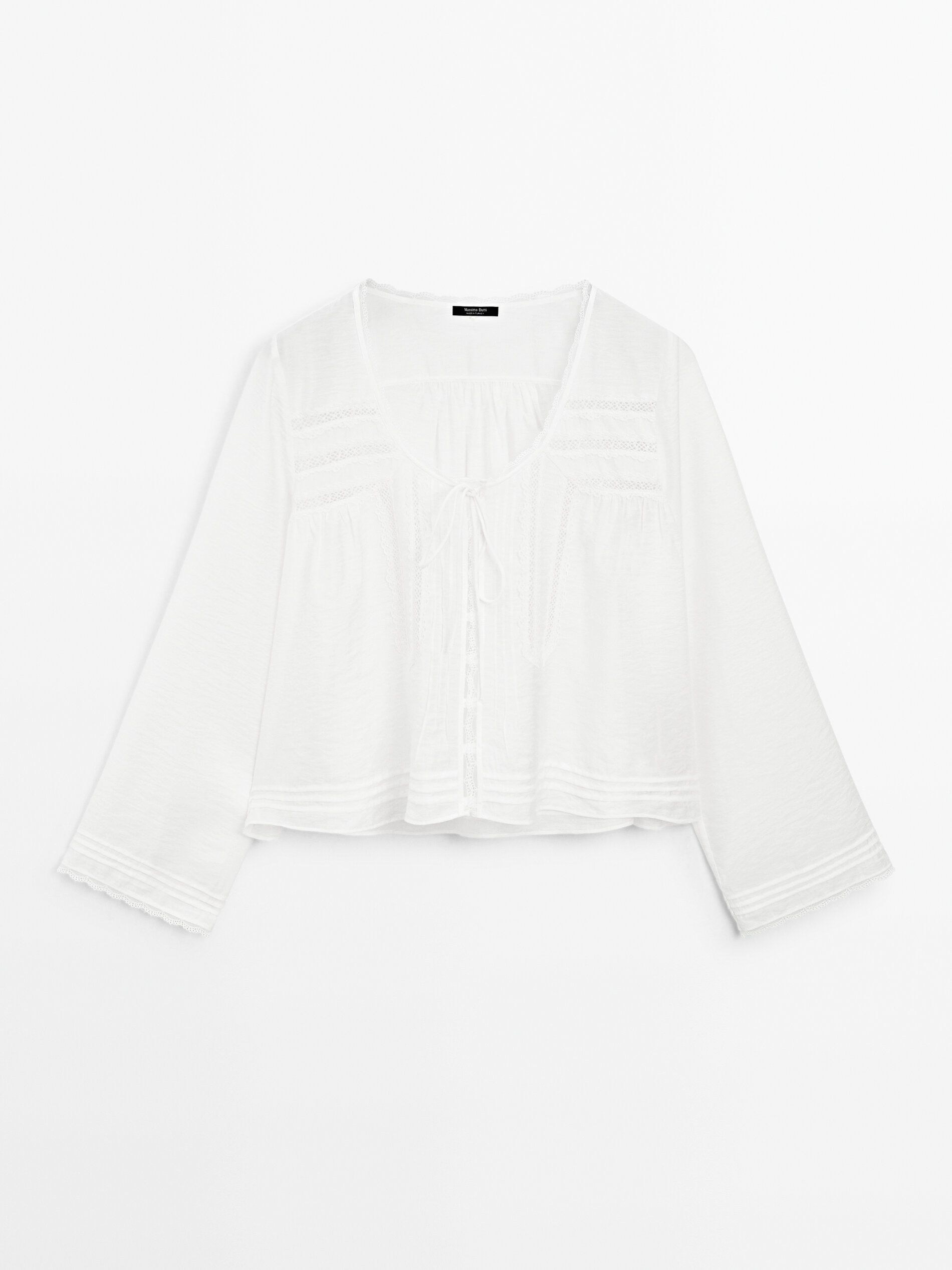 Flowing Blouse With Lace Trim