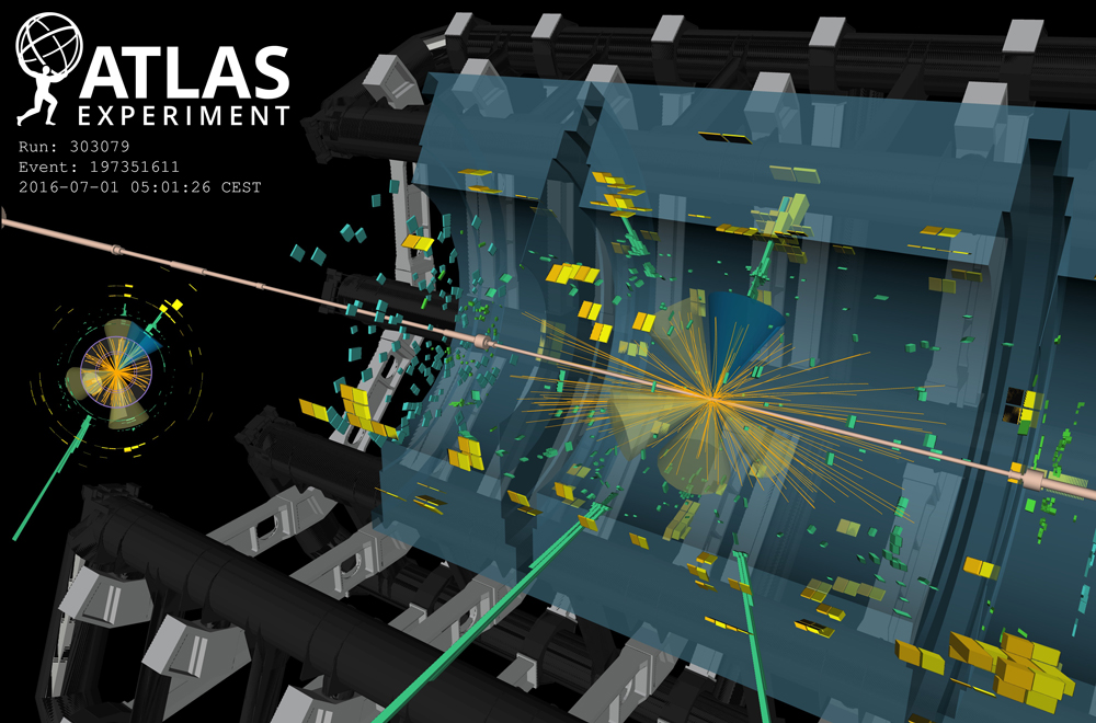 CERN shared this visualization of one of the events in the new Higgs dataset.