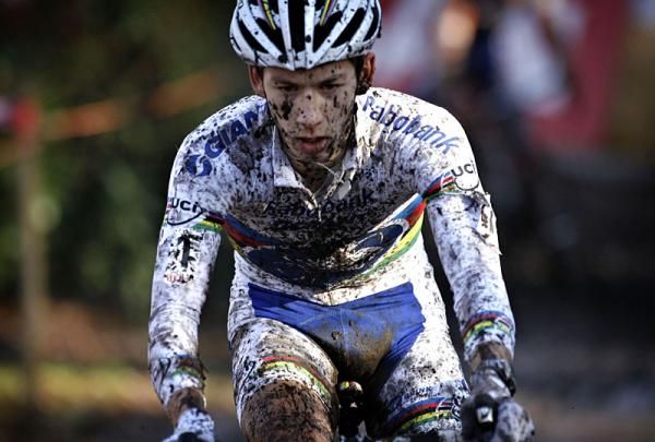 Lars Van Der Haar concentrates in muddy conditions