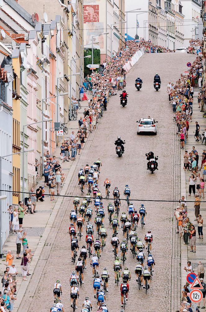 Up the cobbled climb