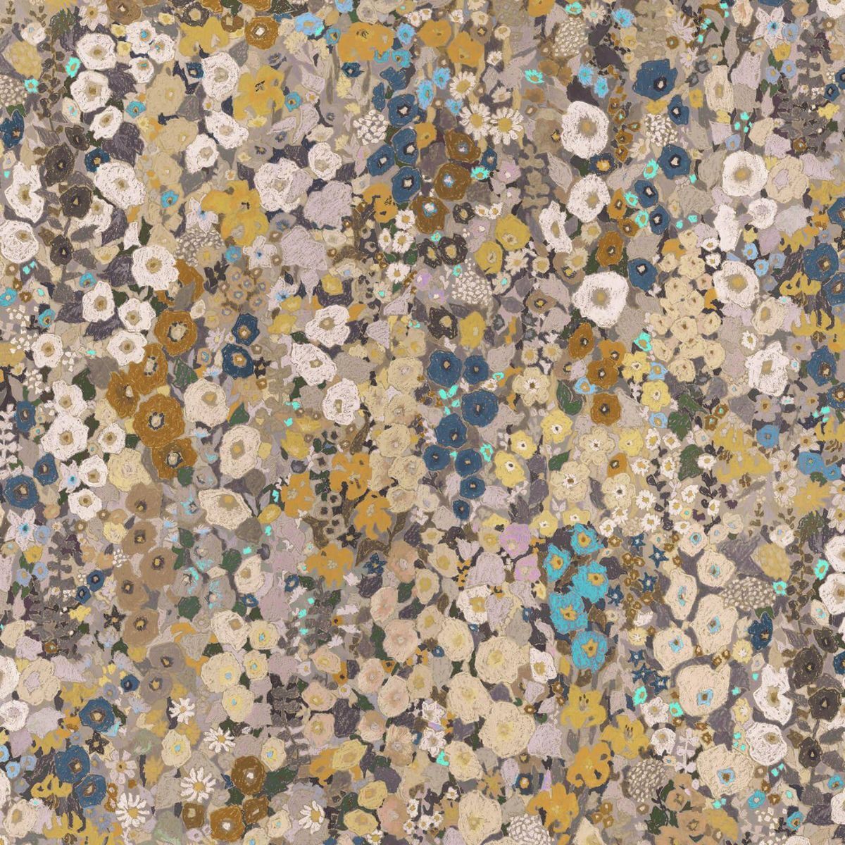 Wallpaper with hollyhock print