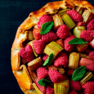 Lorraine Pascale's Raspberry Rhubarb Galette with a Vanilla and Hazelnut Ice-Cream recipe