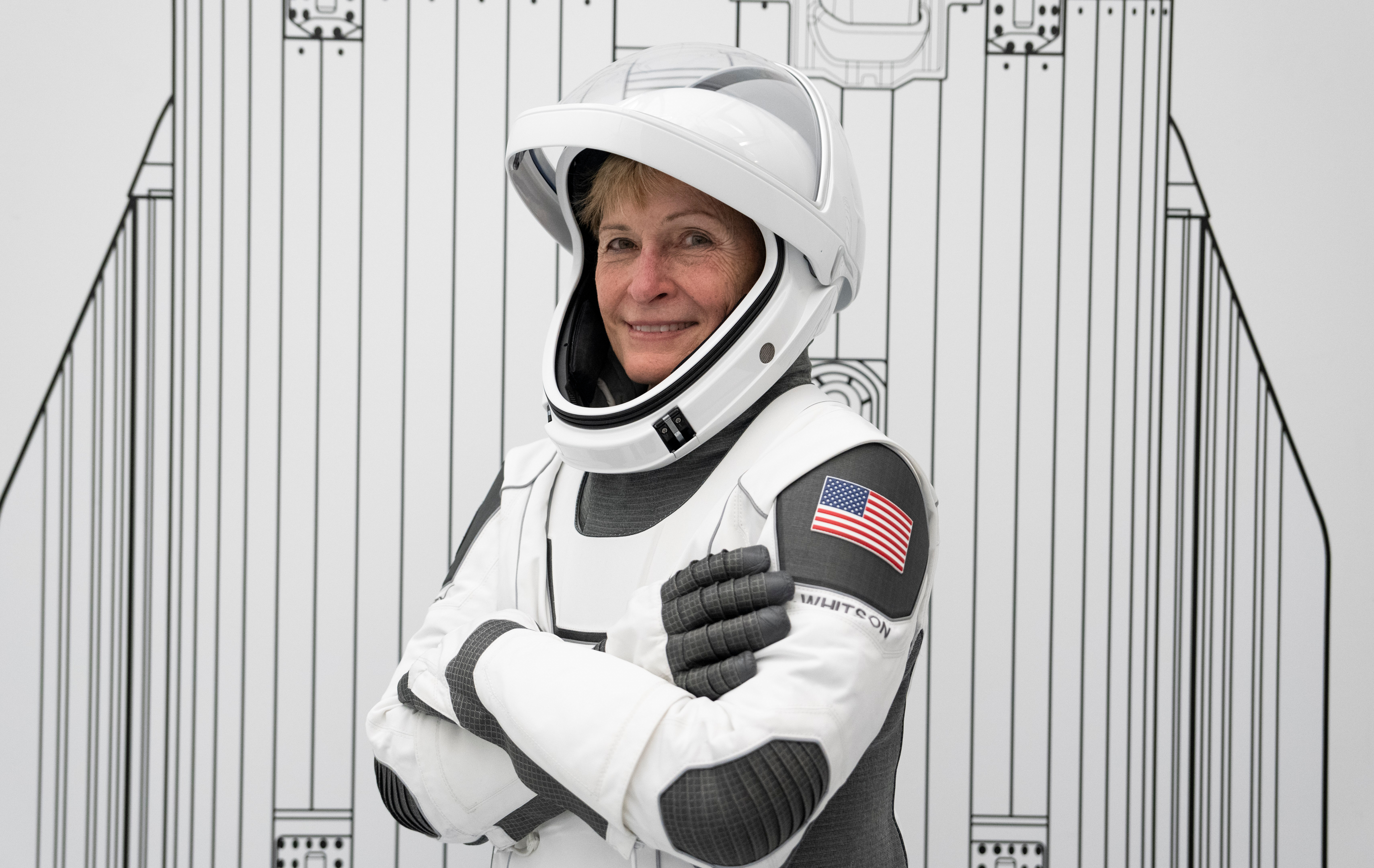 peggy whitson in a spacesuit