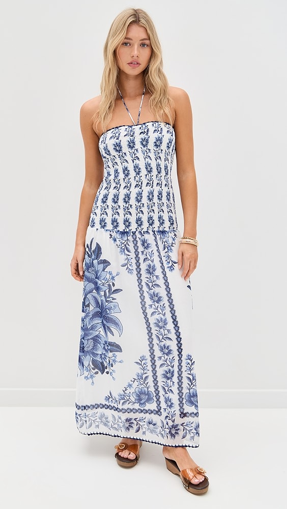 Farm Rio Summer Fruit Scarf Off-White Maxi Dress