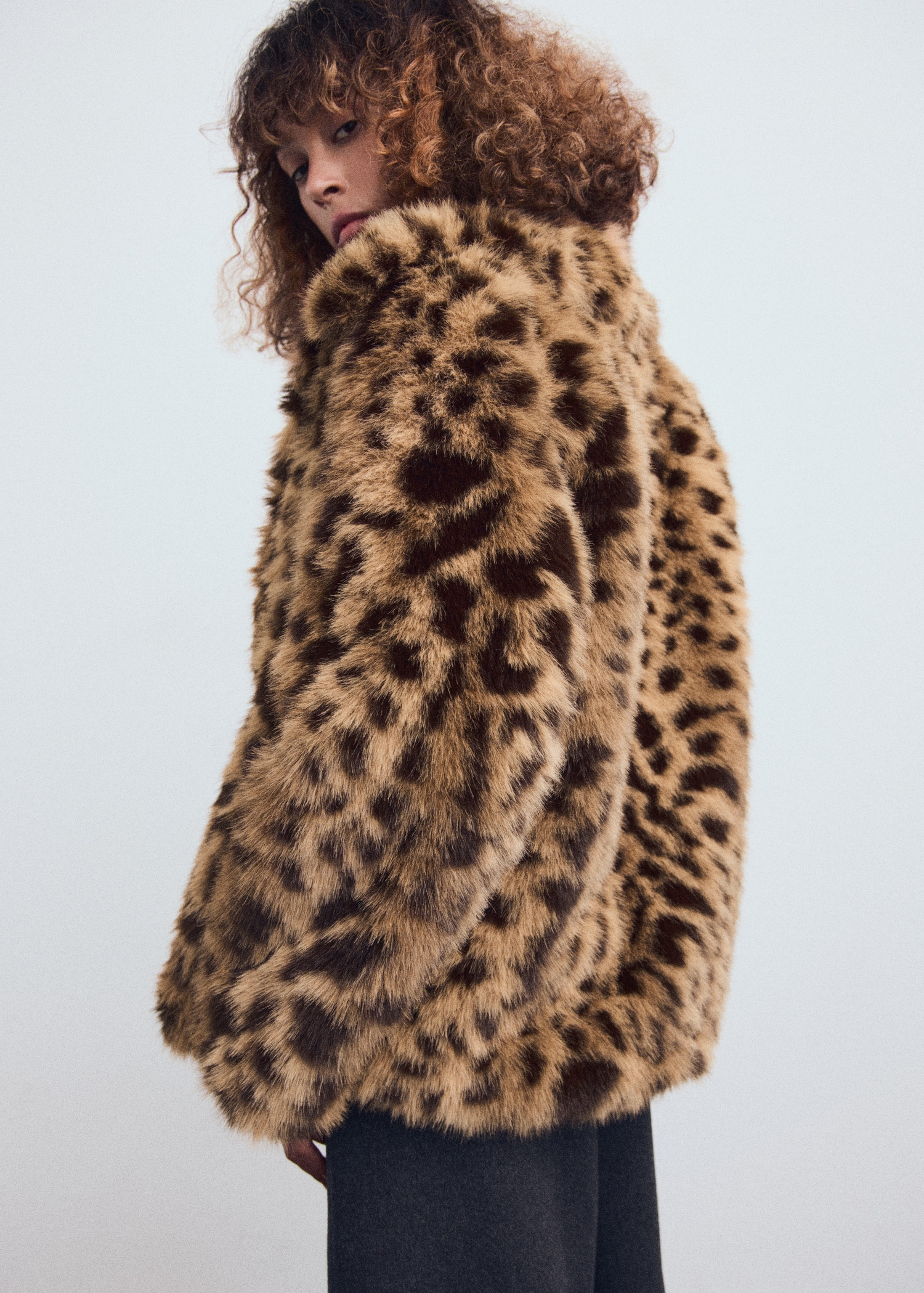 Leopard-Print Faux-Fur Coat - Women | Mango Usa