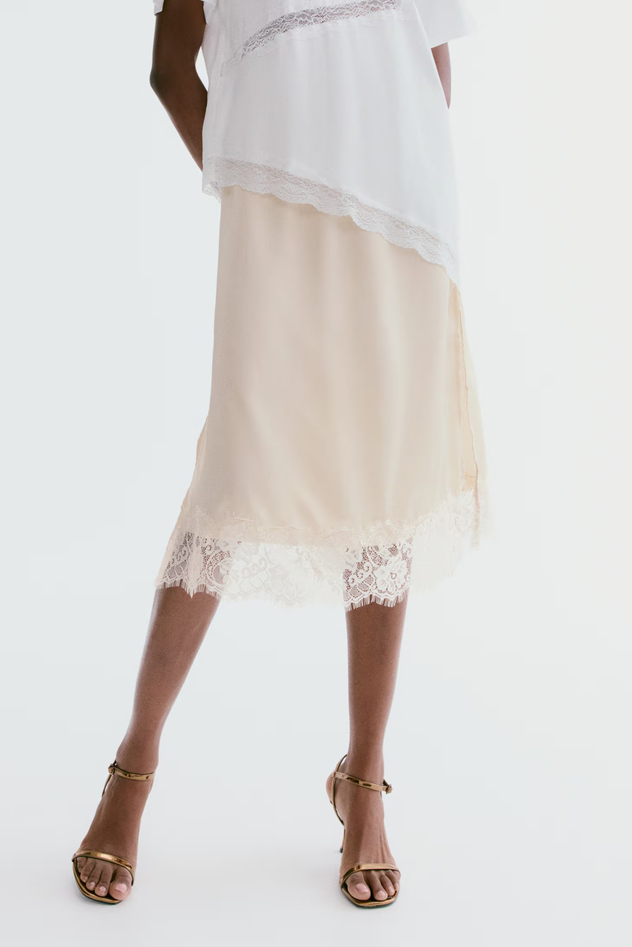 H&amp;amp;M, Lace-Trimmed Skirt